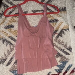 Pink Ruffled Sleeveless Top SHEIN women